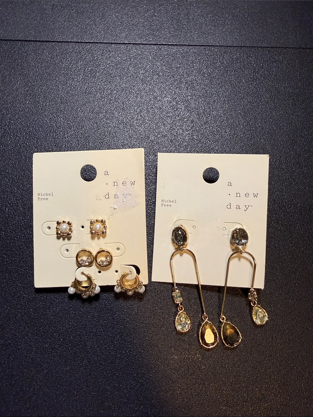 a new day Gold and Ivory Multi-Pair Earring Set